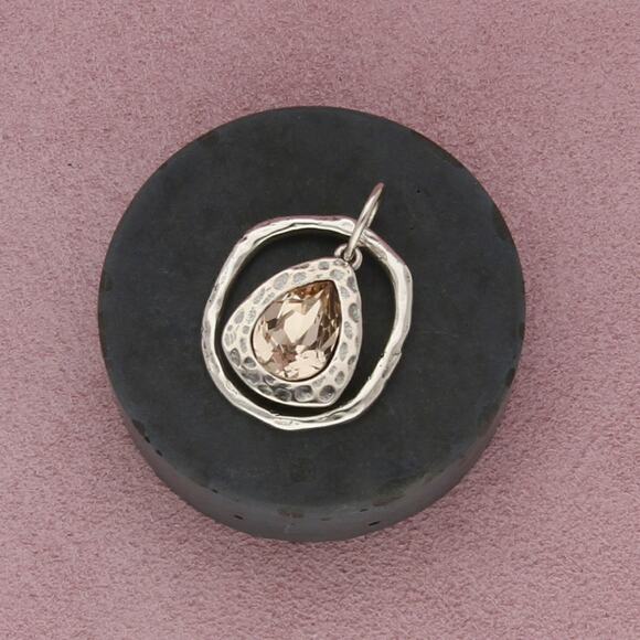 Sterling Jewelry - grace & heart sterling silver hammered crystal drop pendant